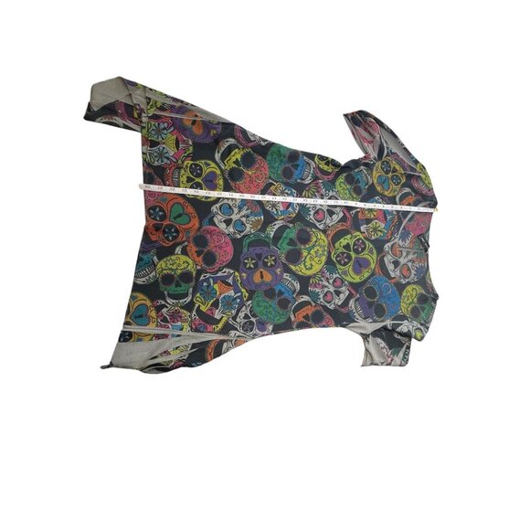 Casa Lee Multicolor Sugar Skull Tunic Top Asymmetrical Hem - Picture 9 of 9